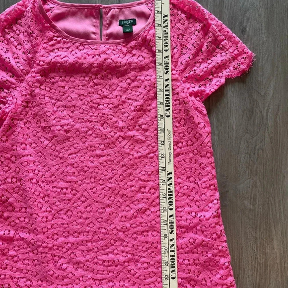 J Crew Pink Lace Overlay Short Sleeve Blouse Women’s XS - Picture 10 of 11